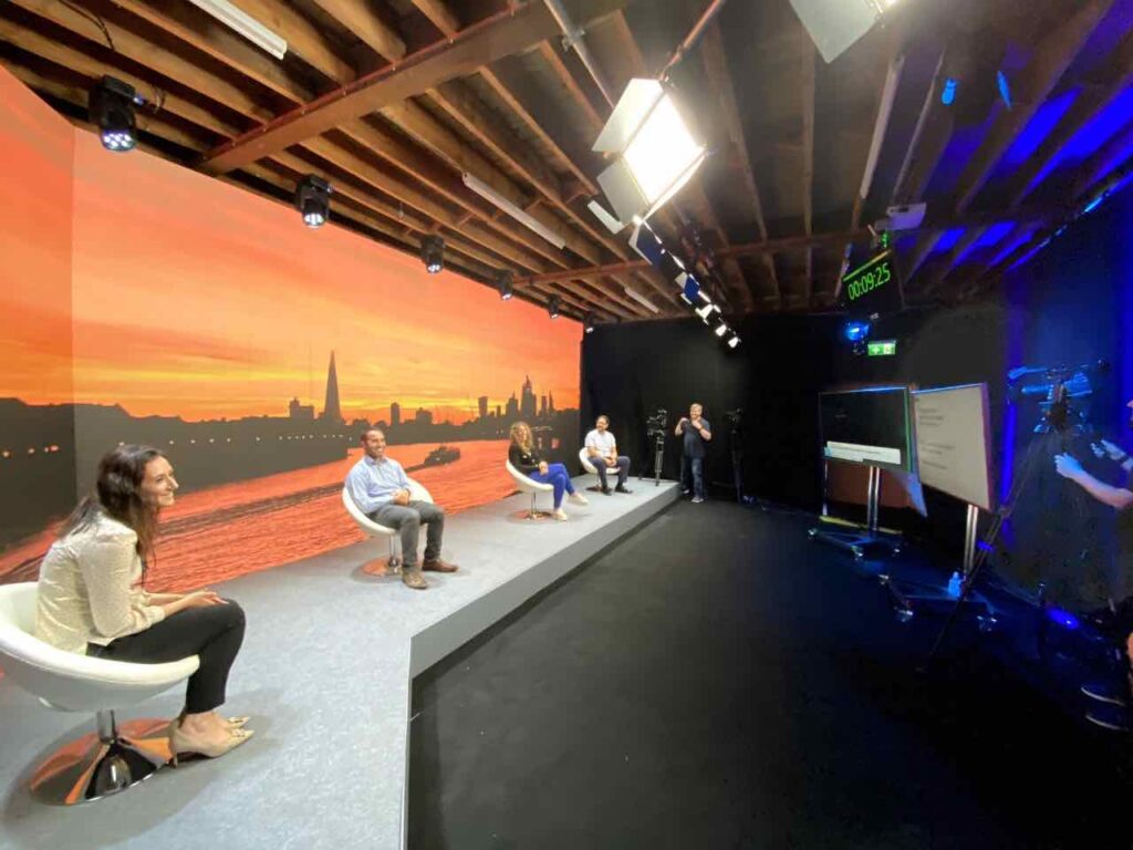 Virtual studio virtual conference with filming technology