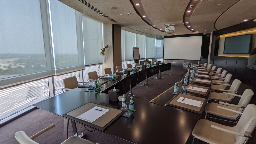 a conference room in Dubai skyscraper.