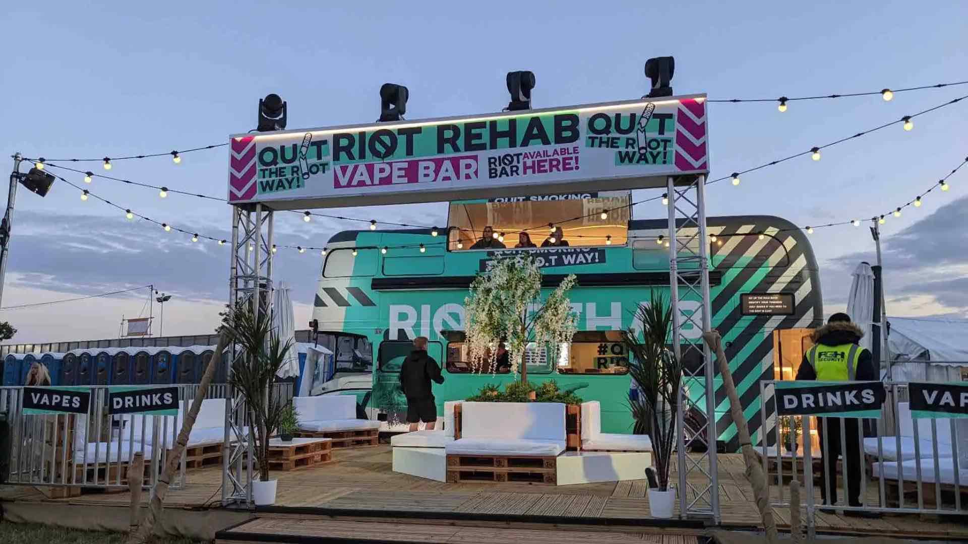 Riot Rehab Roadshow bus and exhibition created by Global Event Agency.