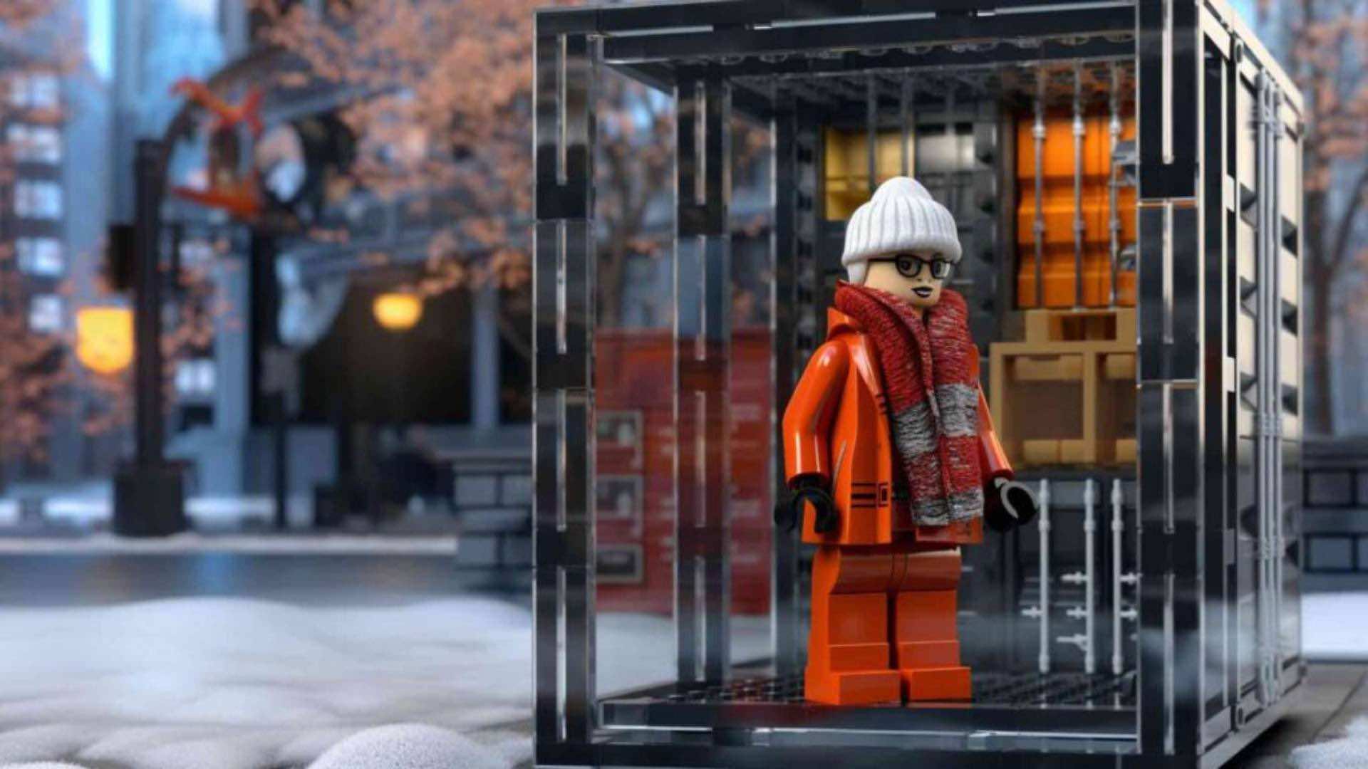 Lego style avator inside a glass box created for event gaming.